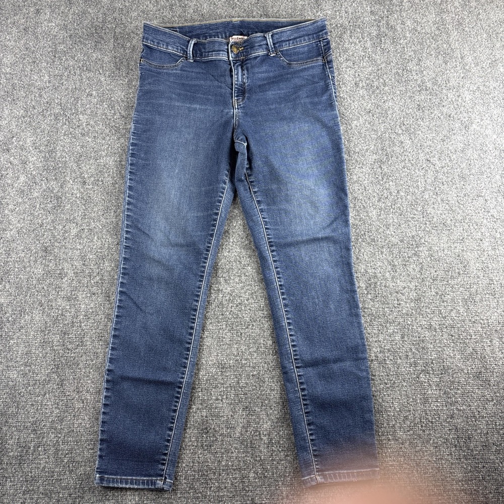 Juicy Couture Jeans Women's Size 14 Medium Wash Skinny Ankle Silver Logo Plaque